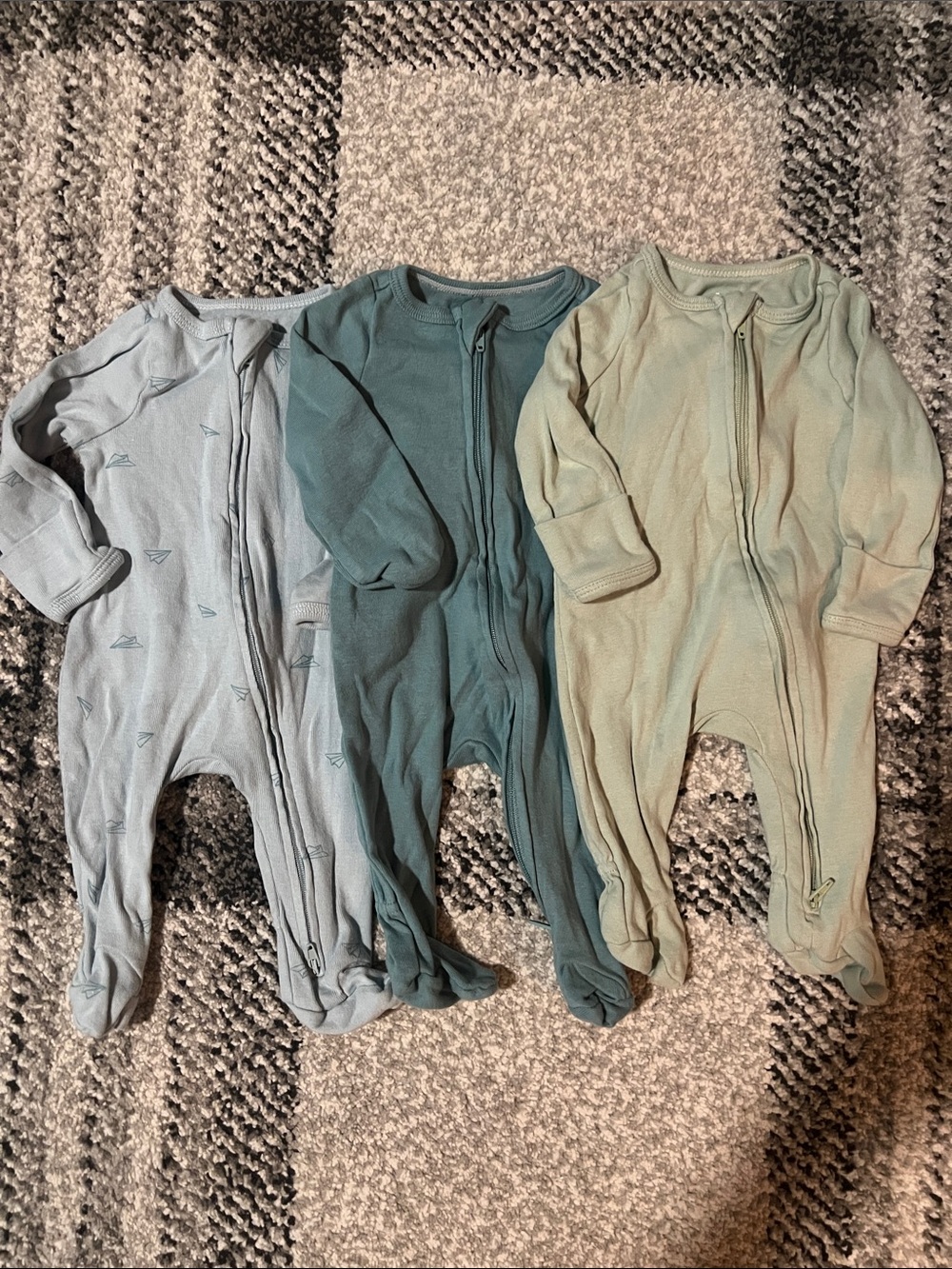 Bundle of 3 cloud island newborn footie pajamas